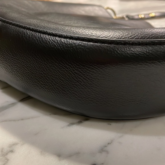 Black Anthropologie purse with gold hardware. One pocket inside. - Picture 3 of 6